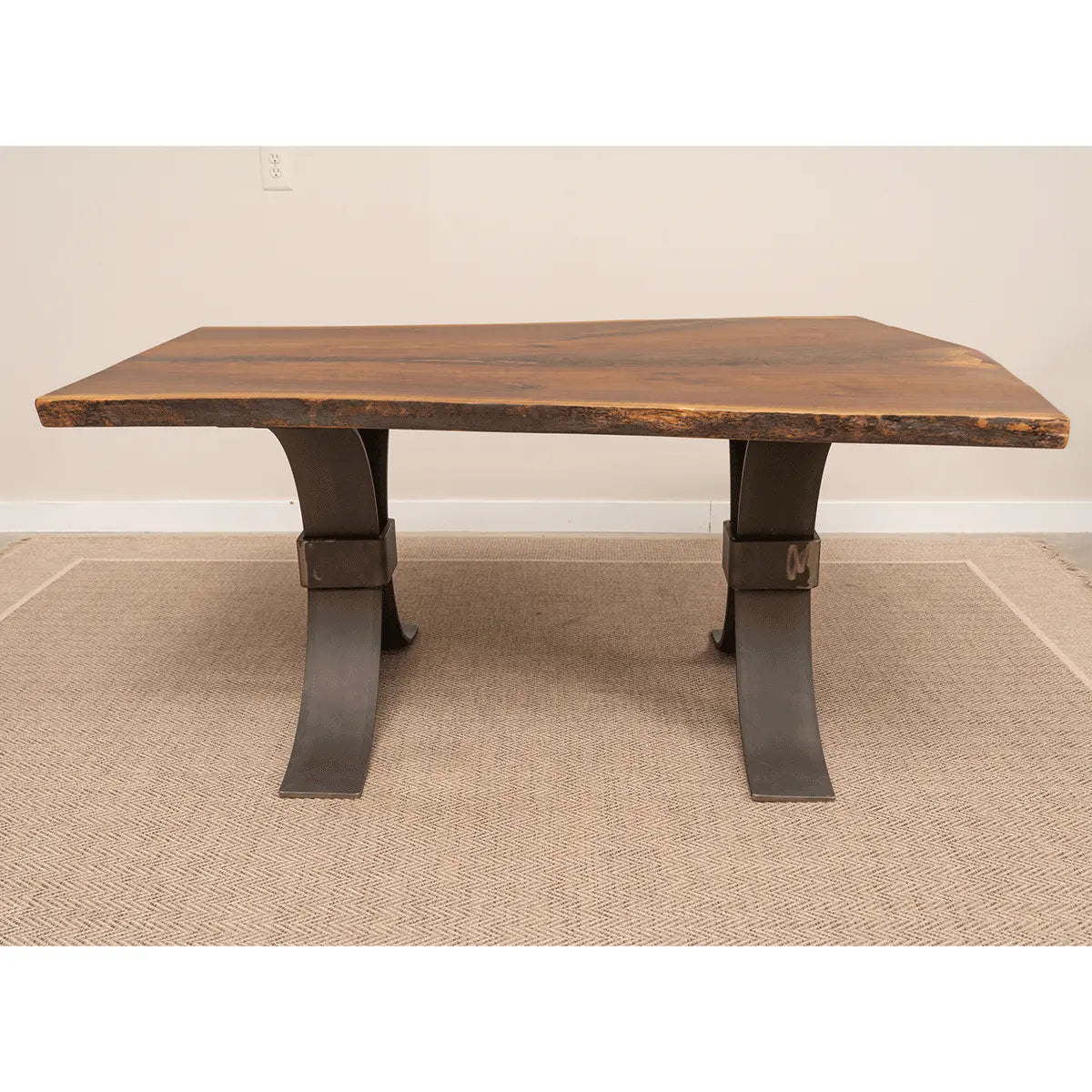 Contemporary Rustic 63" Live Edge Walnut Dining Table, Side
