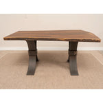 Contemporary Rustic 63" Live Edge Walnut Dining Table, Side