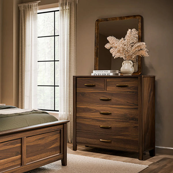 Emily Solid Wood Tall Dresser Brown Maple / 36