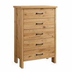 Chelsea 5 Drawer Tall Dresser - Rustic Hickory Wood with Belair Stain