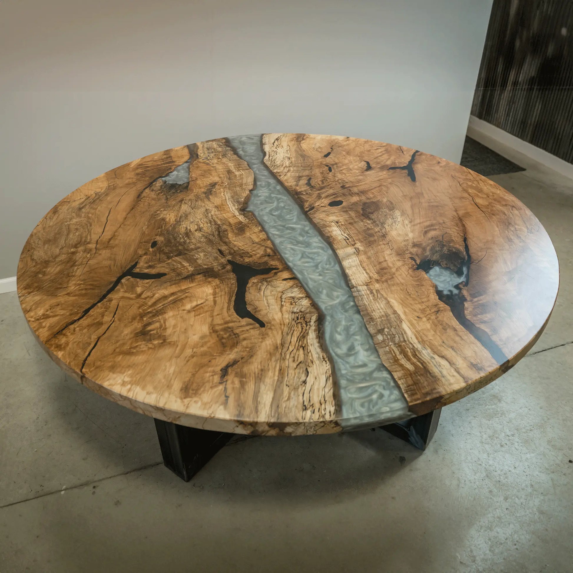 Round Live Edge River Dining Table