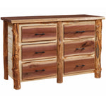 Big Horn Walnut Slab Wide Dresser with Aspen Posts