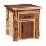 Big Horn Walnut Slab Nightstand with Aspen Posts