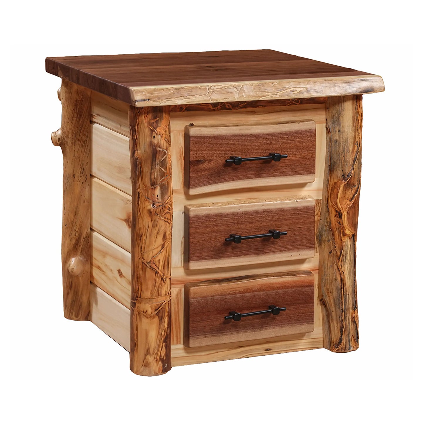 Big Horn Walnut Slab Nightstand with Aspen Posts