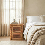 Big Horn Walnut Slab Nightstand with Aspen Posts