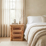 Big Horn Walnut Slab Nightstand with Aspen Posts