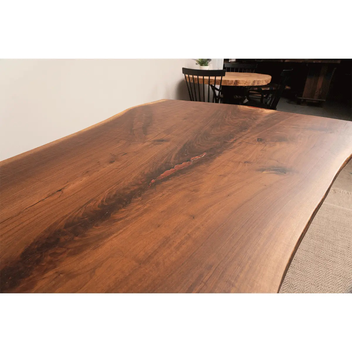 63" Live Edge Walnut Dining Table Details