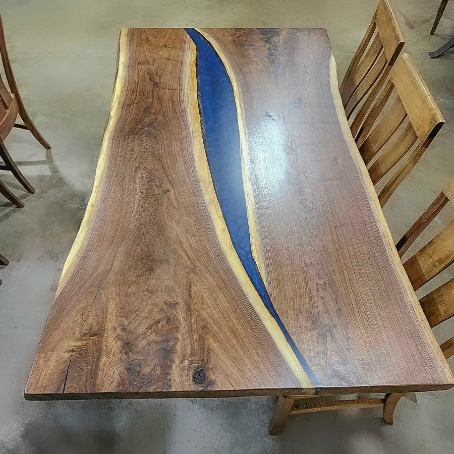 76" Live Edge Walnut Blue River Table