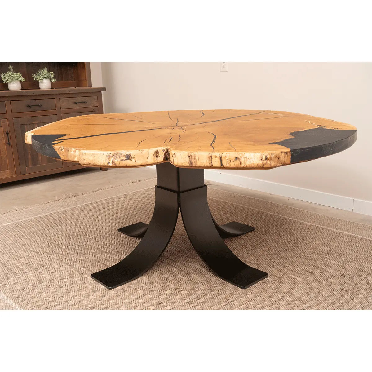 oak round epoxy dining table