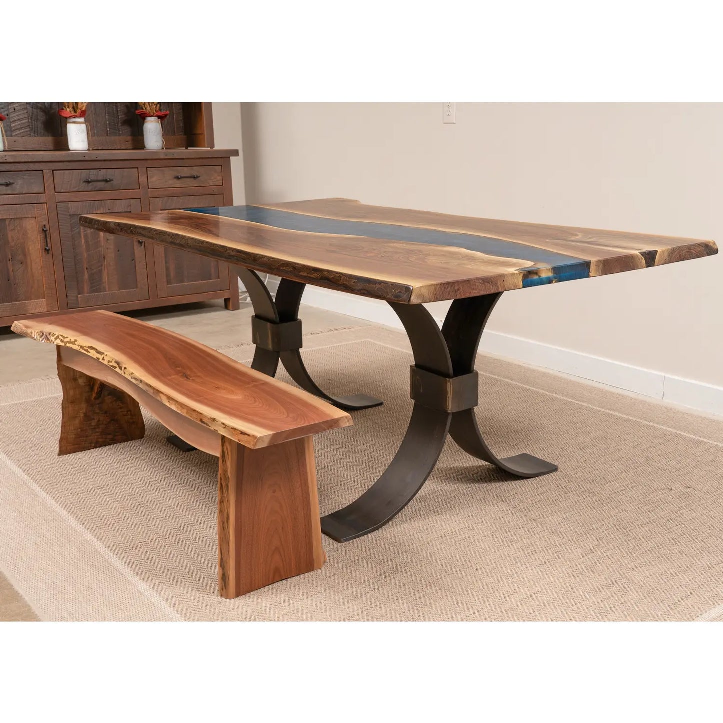 live edge river epoxy dining table