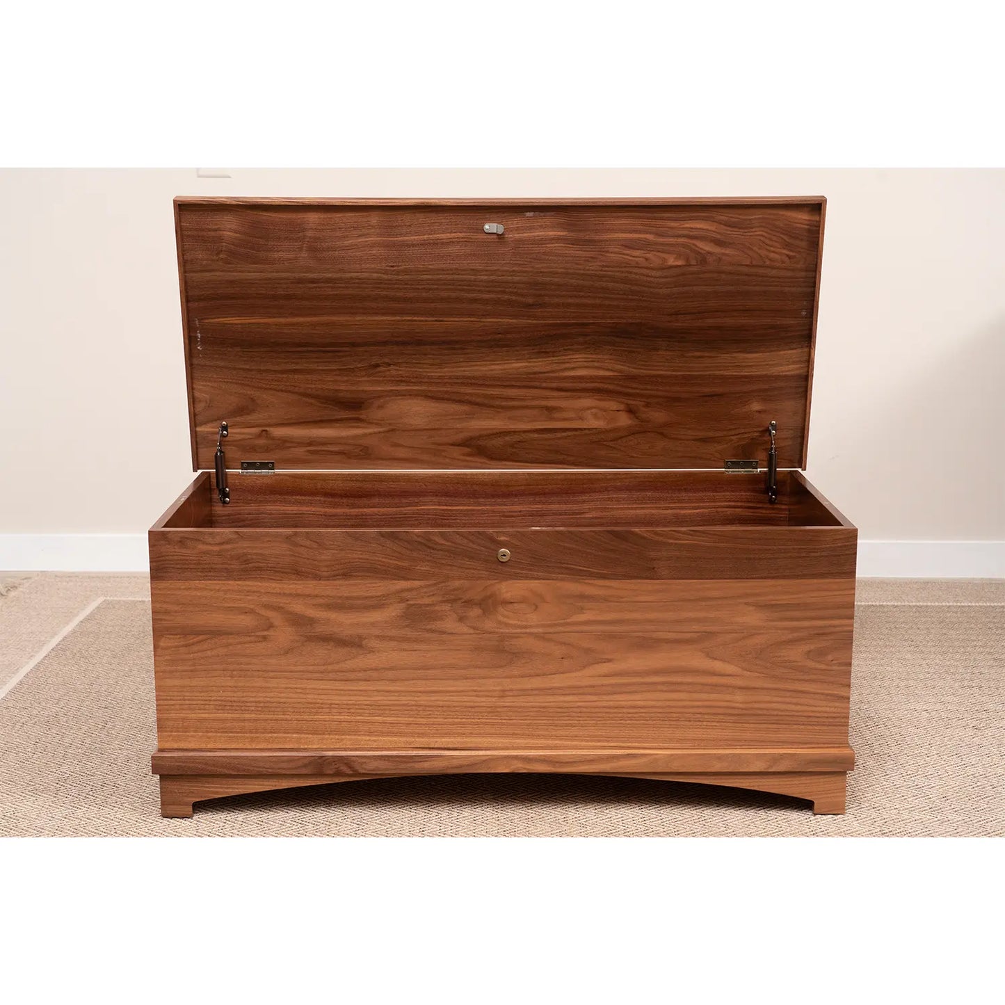 Open Walnut Wood Storage Chest