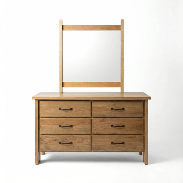 Dylan 6 Drawer Wood Dresser Rustic Hickory with Sandstone Stain / 60