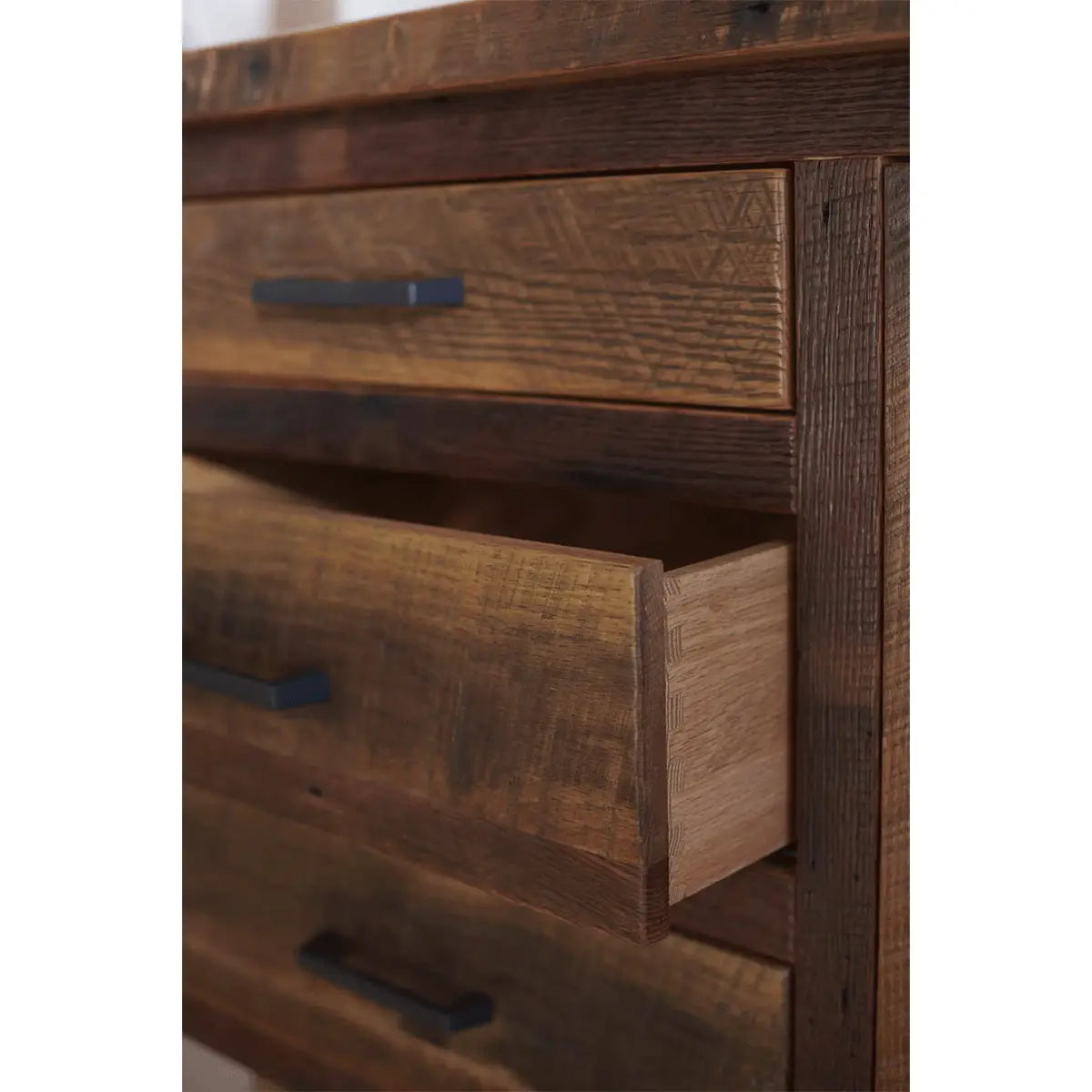 Close up Barnwood Buffet Drawers