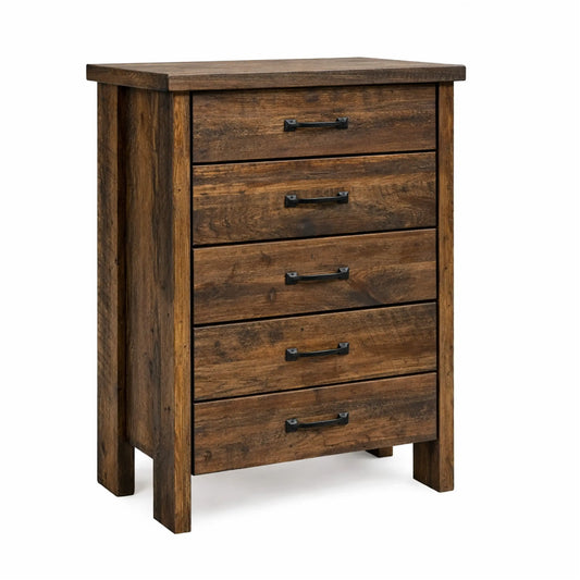 Chelsea 5 Drawer Tall Dresser - Reclaimed Barn Wood with Provincial Stain