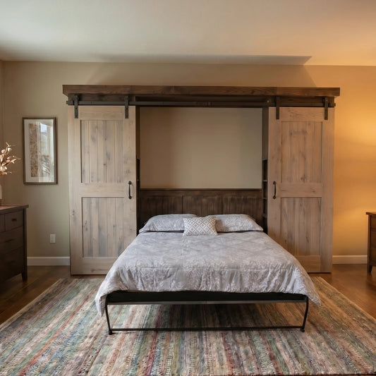 Willow Wire Brushed Barndoor Bookcase Bed
