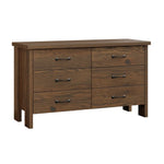Chelsea 6 Drawer Dresser - Rustic White Oak Wood with River Rock Stain