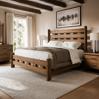 Chelsea Grid Panel Wood Bed Frame