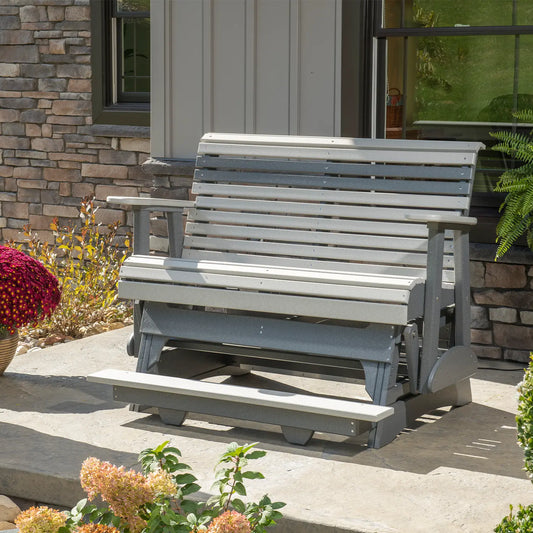 Outdoor Plain Balcony Glider Seat, 2 Seats, Dove Gray and Slate