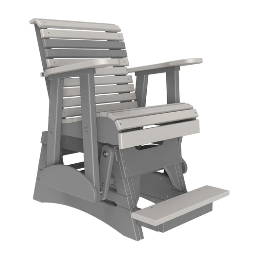 Plain Poly Lumber Balcony Glider Chair, Dove Gray and Slate