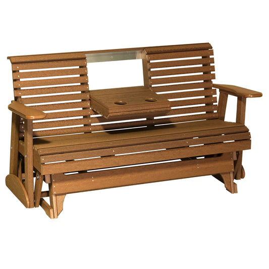 Outdoor Plain Poly Glider Seat, 3 Seats, Antique Mohogany