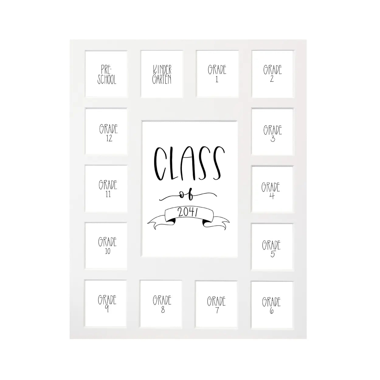 11x14 Grey School Picture Frame, White Mat
