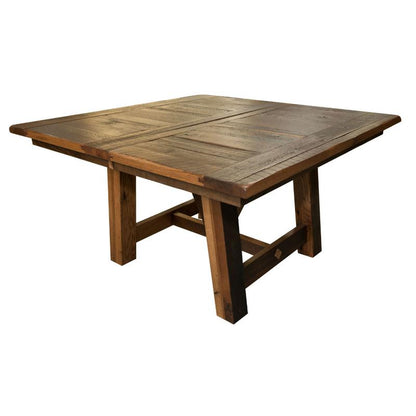 Hawthorne Square Extendable Dining Table, Reclaimed Barnwood, Provincial, 60x60, 4 Middle Leaves