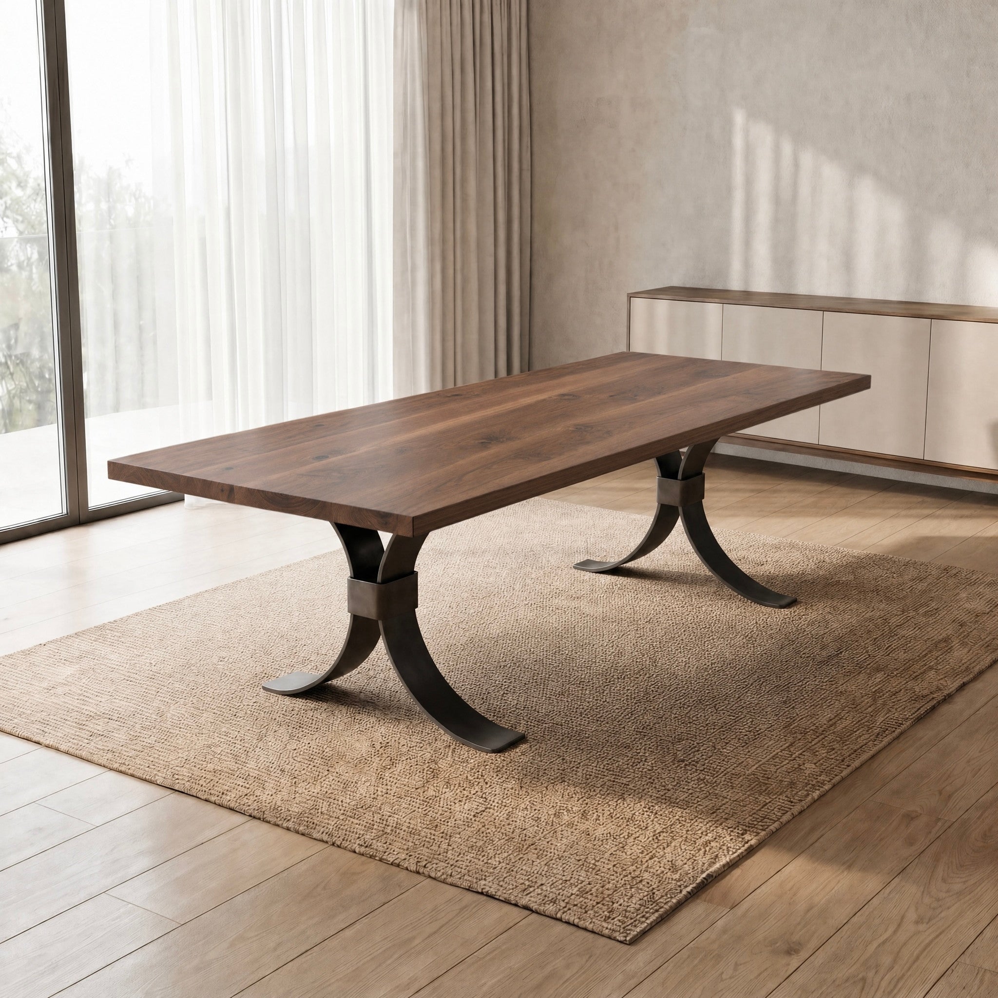 Beckett Walnut Dining Table, Steel Base | Rustic Red Door