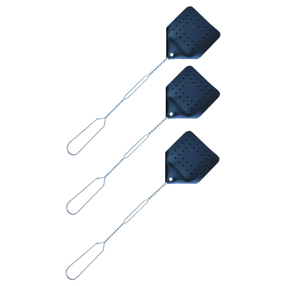 3 Pack Black Leather Fly Swatters
