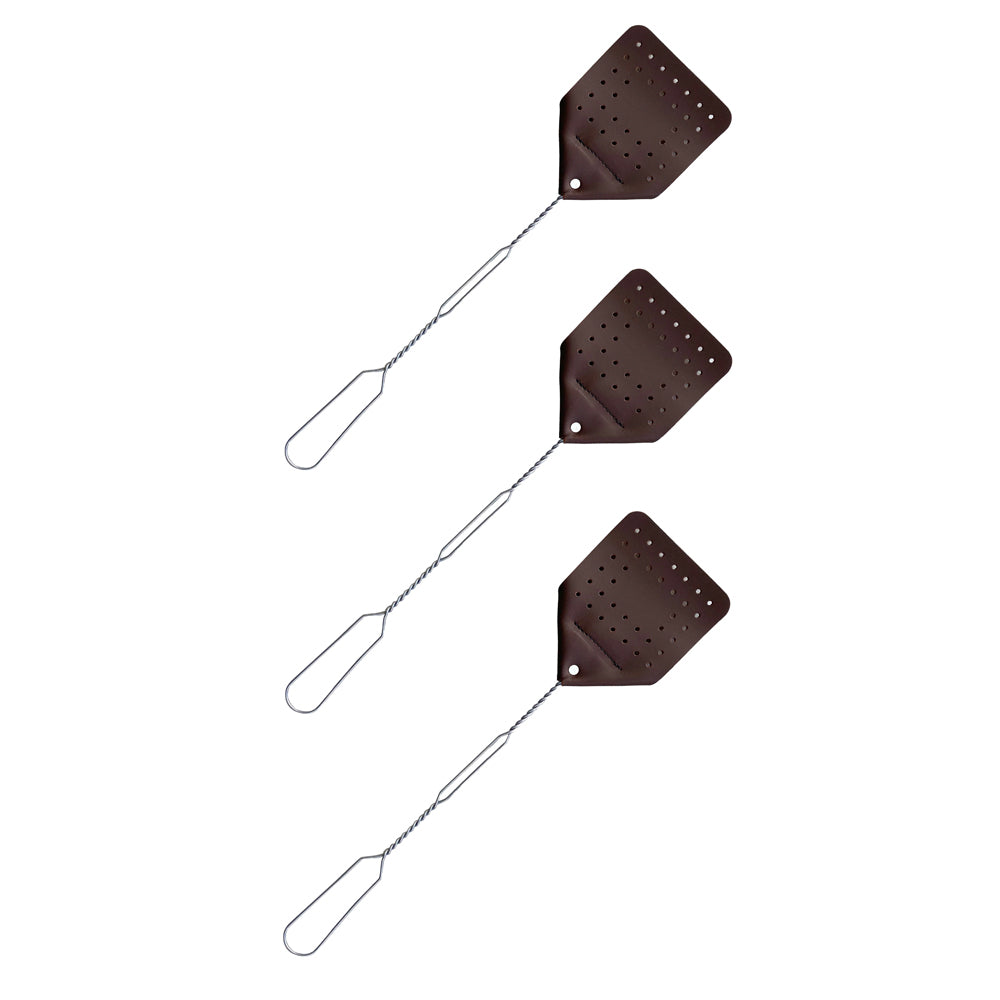 3 Pack Chocolate Leather Fly Swatters