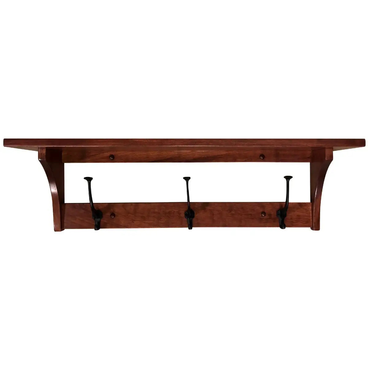 Wall Mount Shelf with Hooks Entryway Shelf with Storage Cabinets Coat Rack  Brown