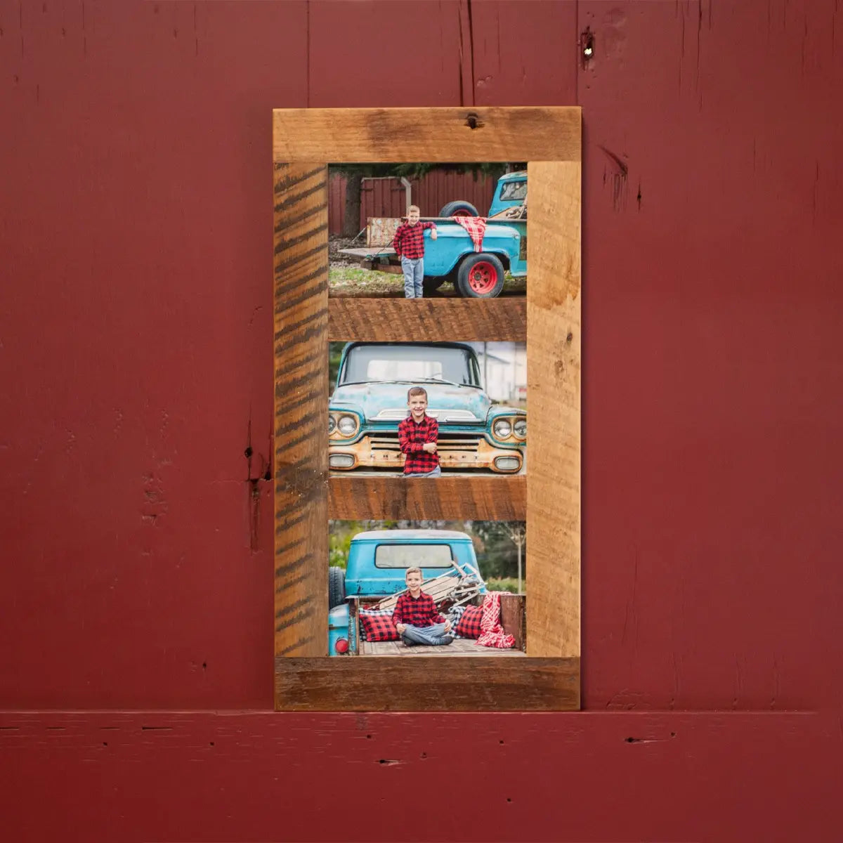 Barnwood Picture Frame  24x36 Rustic Red Reclaimed Wood Frame