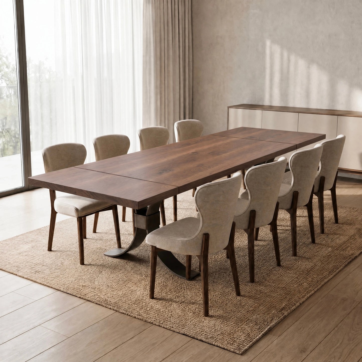 Beckett Forge Straight Edge Dining Table | Custom Handmade Solid Wood Dining Table Made in USA