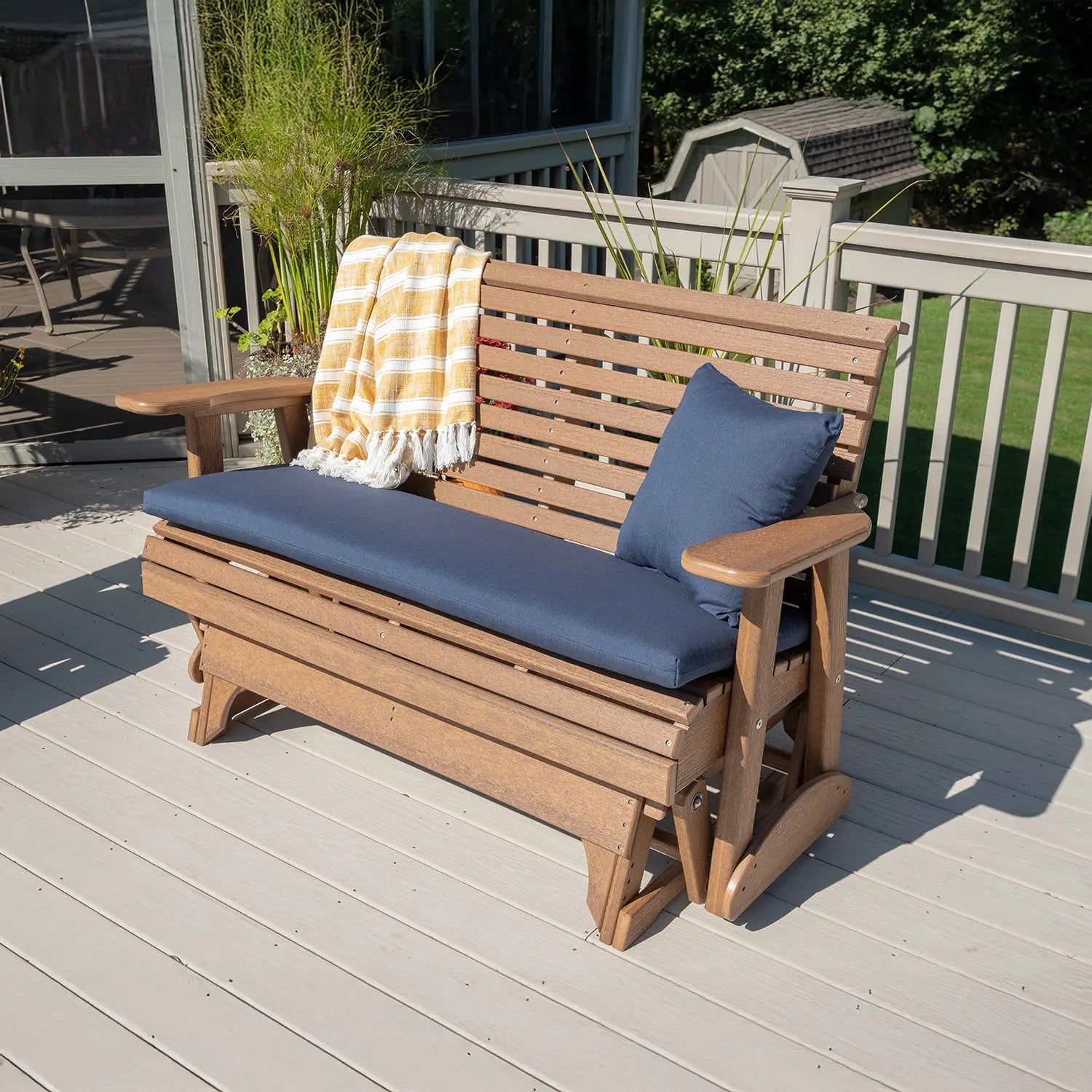 Outdoor Plain Poly Glider Seat, Antique Mohogany