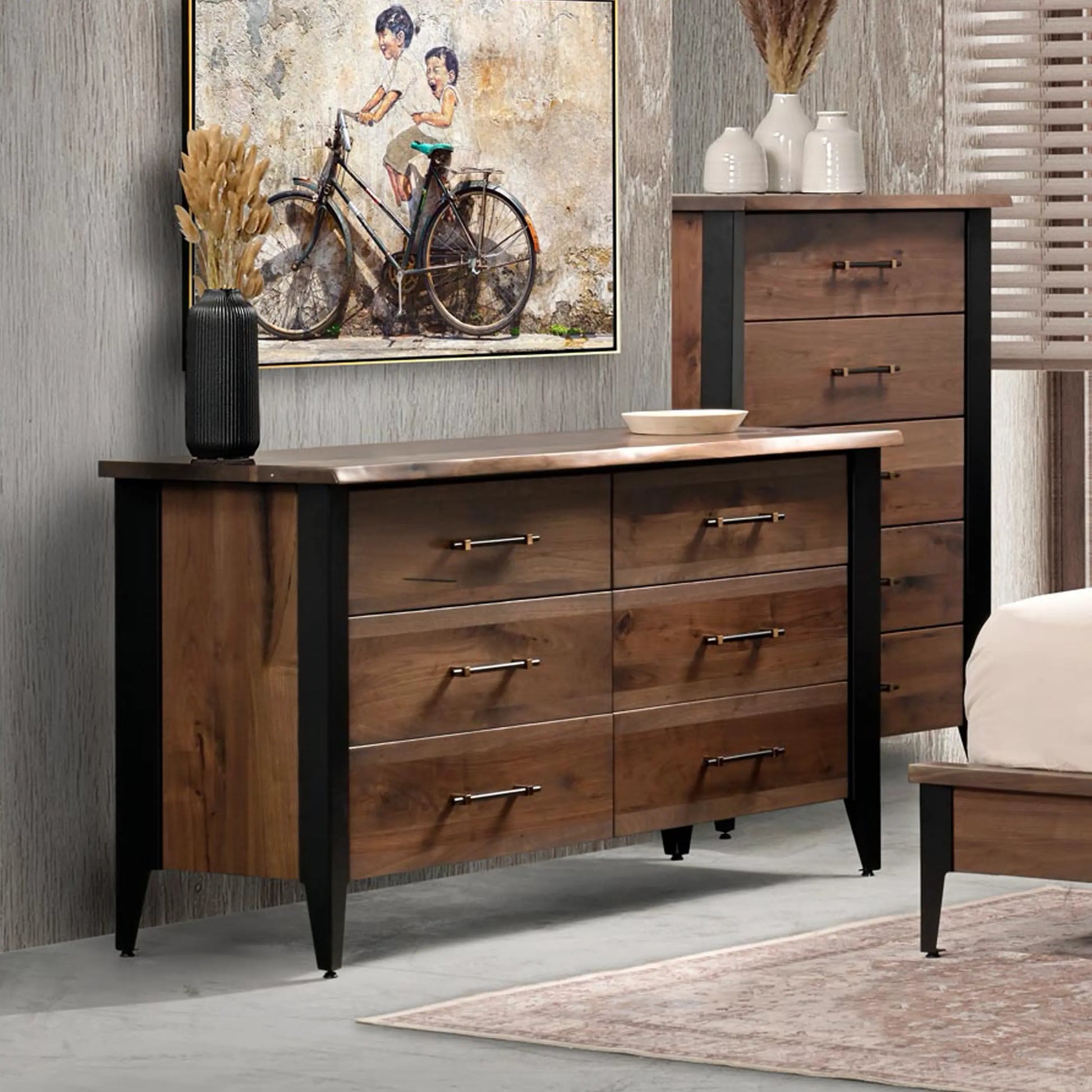 slim fit dress slacks Walnut 6 Drawer Dresser | Bedroom