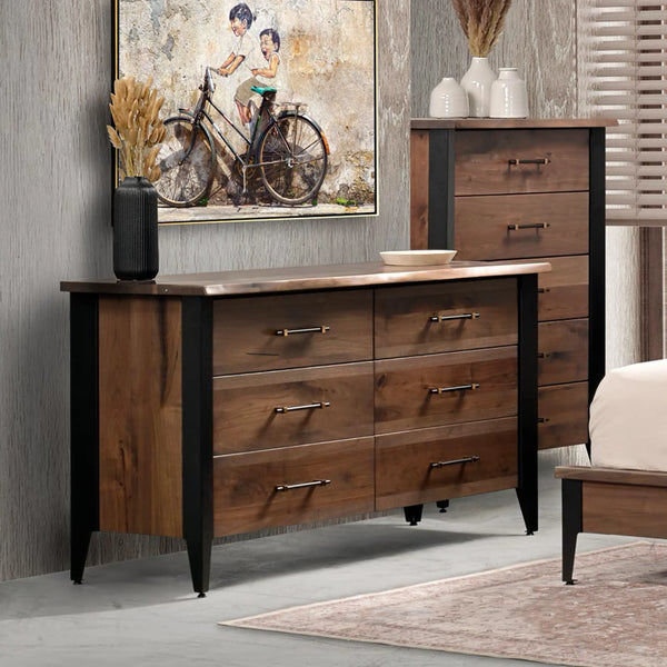 Walnut 6 Drawer Dresser | Bedroom