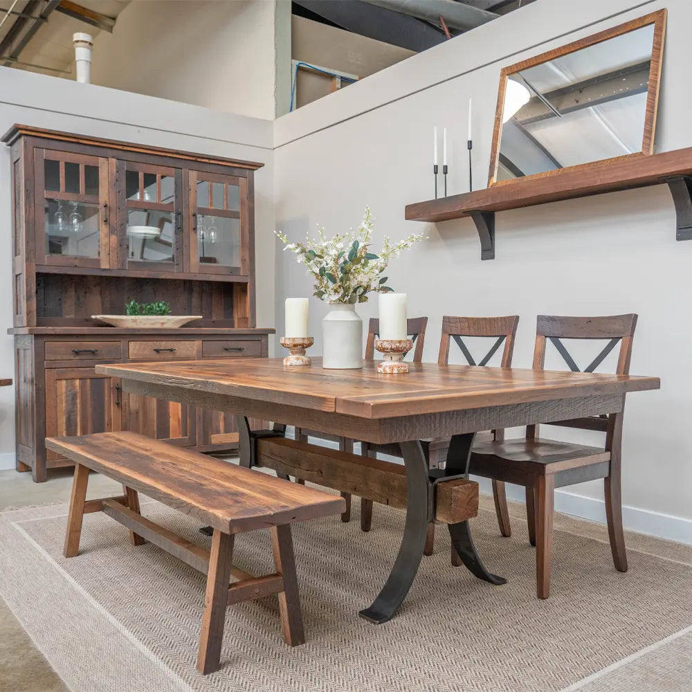 8' Pierce Reclaimed Oak Barnwood Dining Table, Provincial