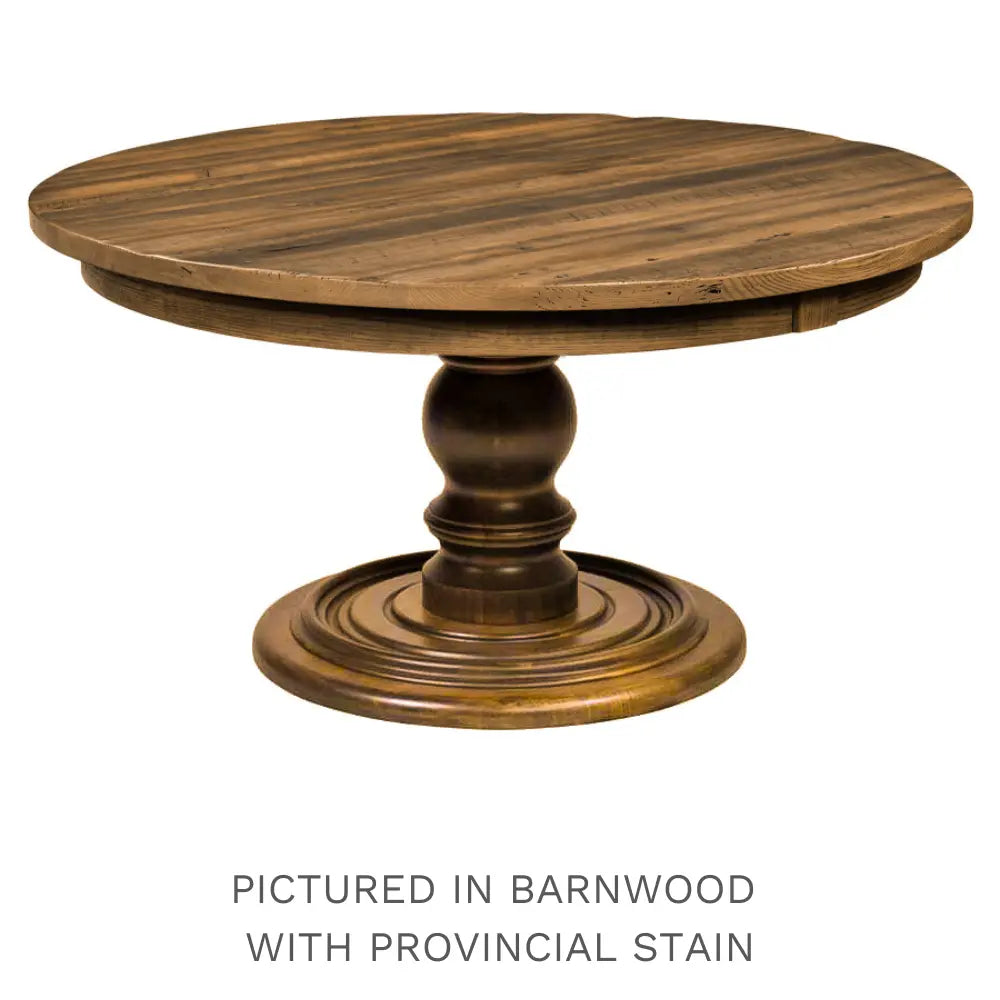 Barnaby Round Wooden Dining Table, Brown Maple Pedestal