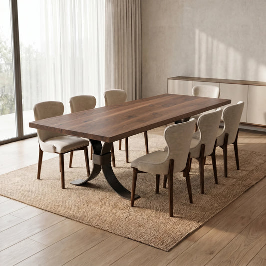 Beckett Forge Straight Edge Dining Table | Custom Handmade Solid Wood Dining Table Made in USA