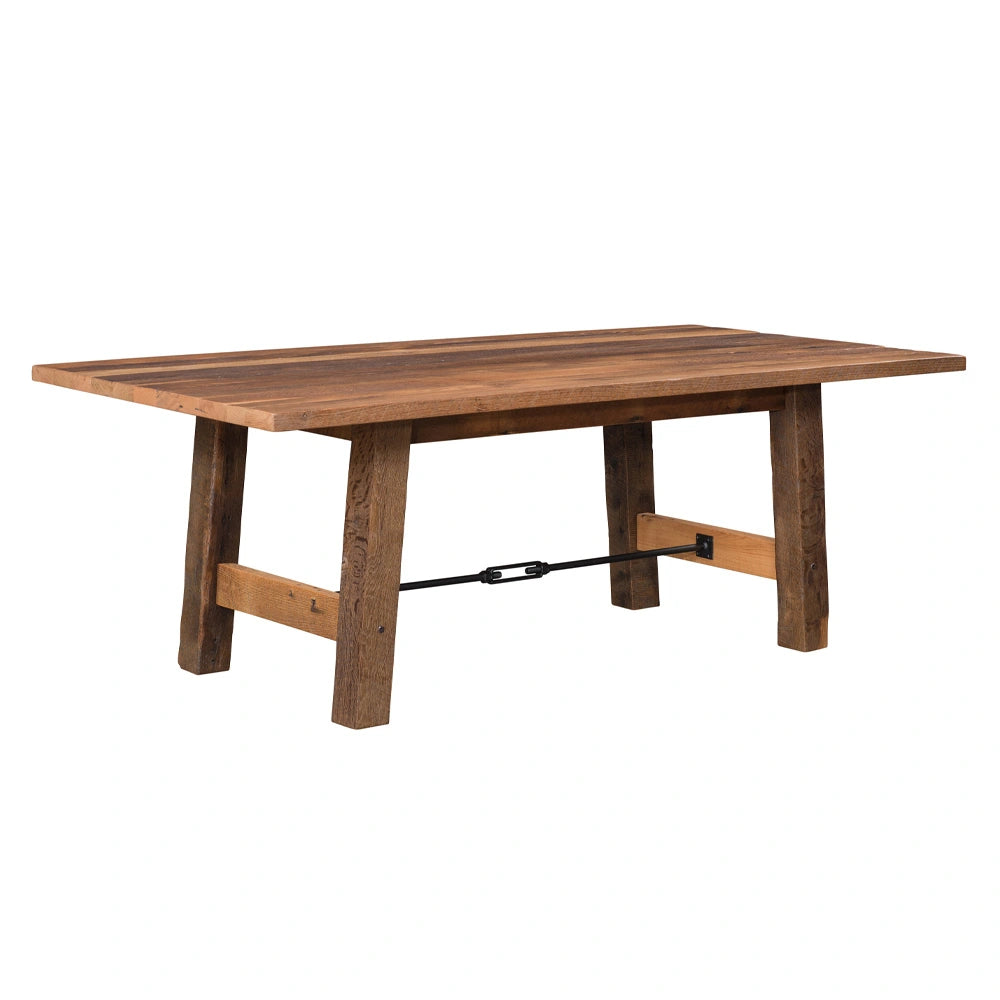 Dillon Rectangular Barnwood Dining Table, Turnbuckle Base