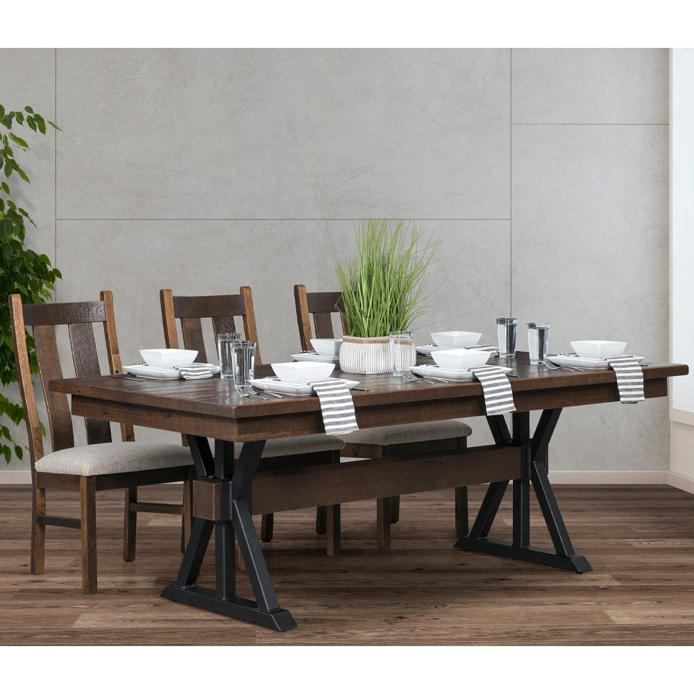 paxton reclaimed wood dining table with trestle base