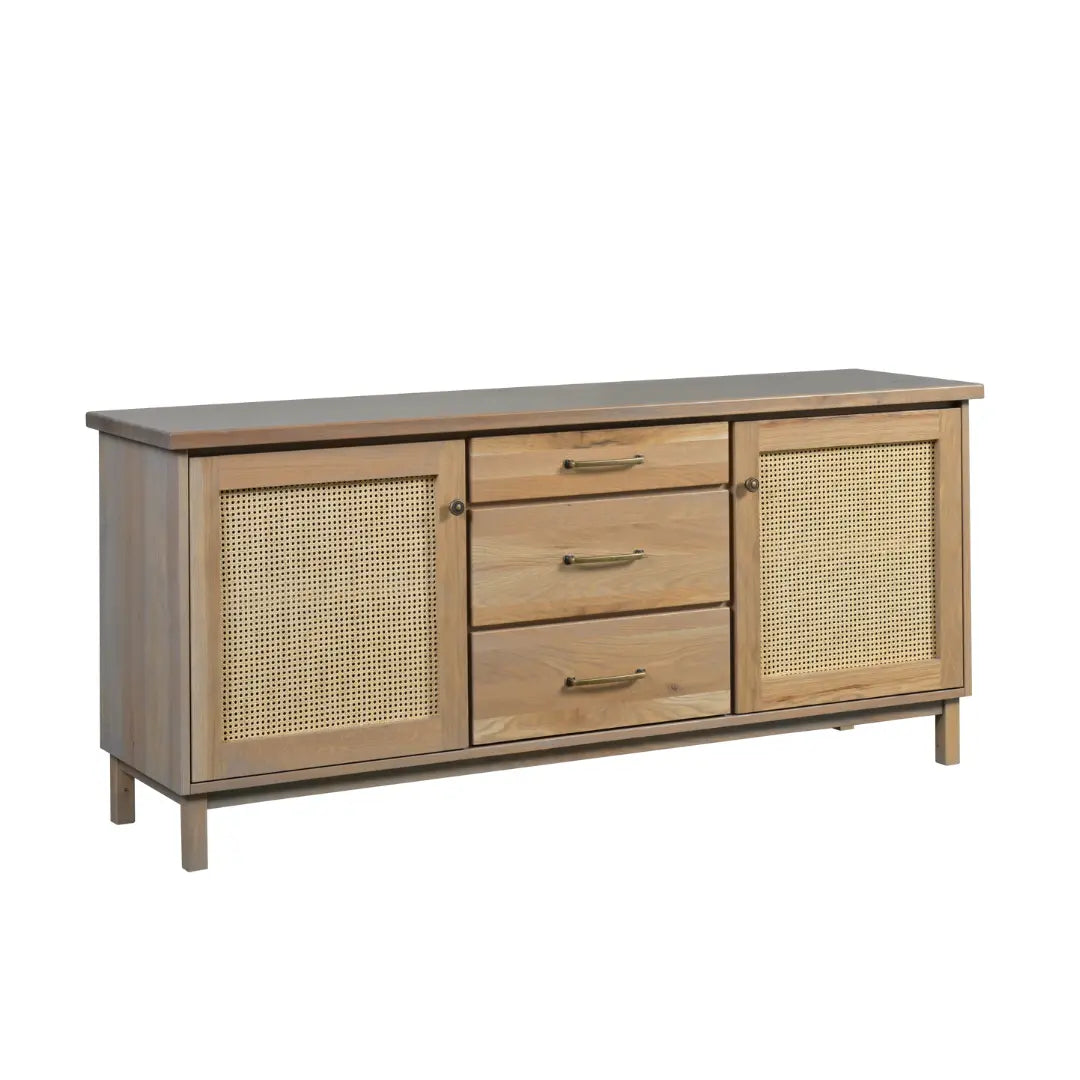 Preston Rattan Buffet Cabinet, Oak Wood