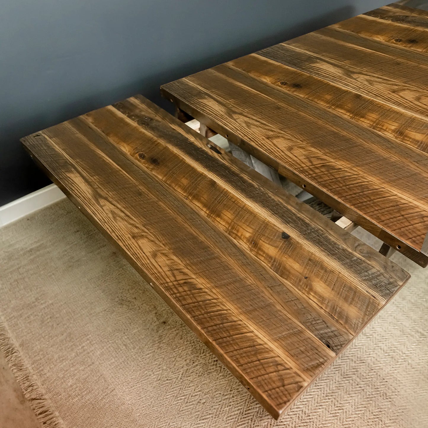 Wexway Modern Farmhouse Dining Table, Black Base - Short Plank