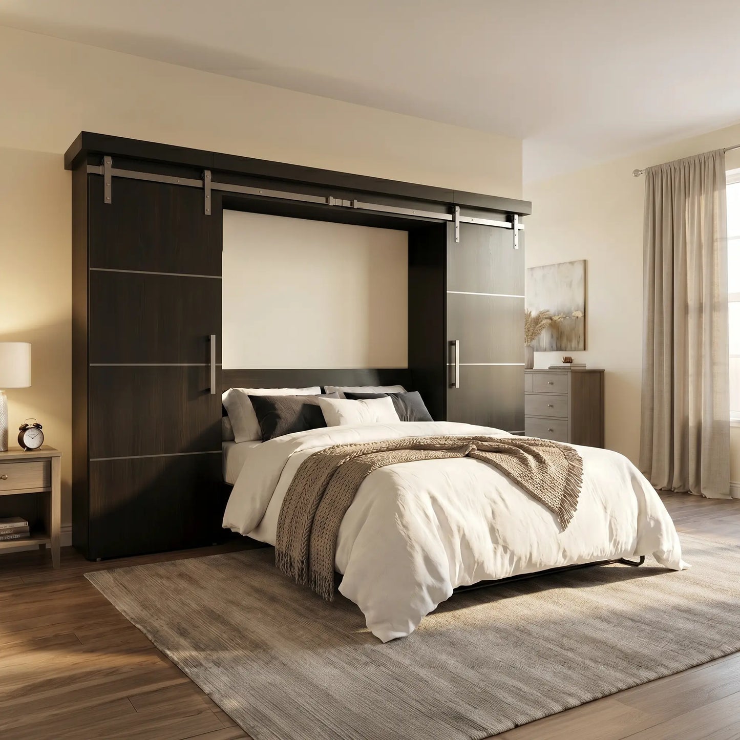 Willow Contemporary Barndoor Bookcase Bed