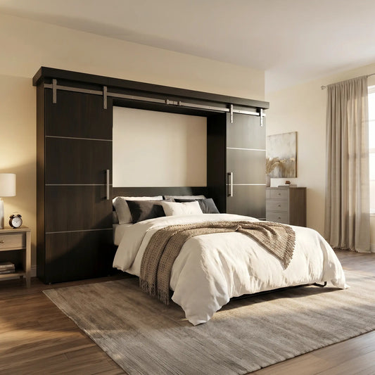 Willow Contemporary Barndoor Bookcase Bed