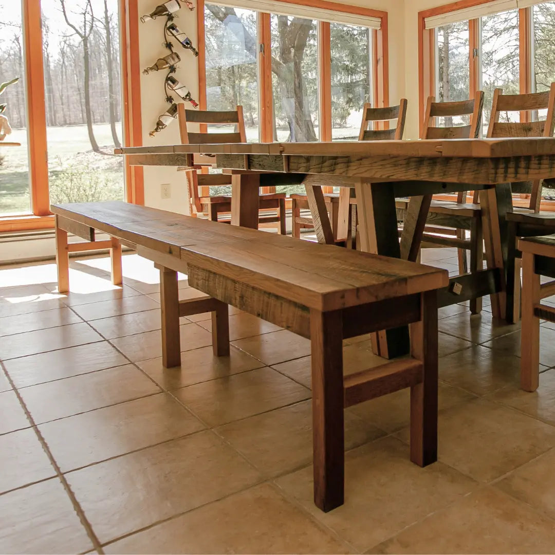 Acadia extendable barnwood dining bench