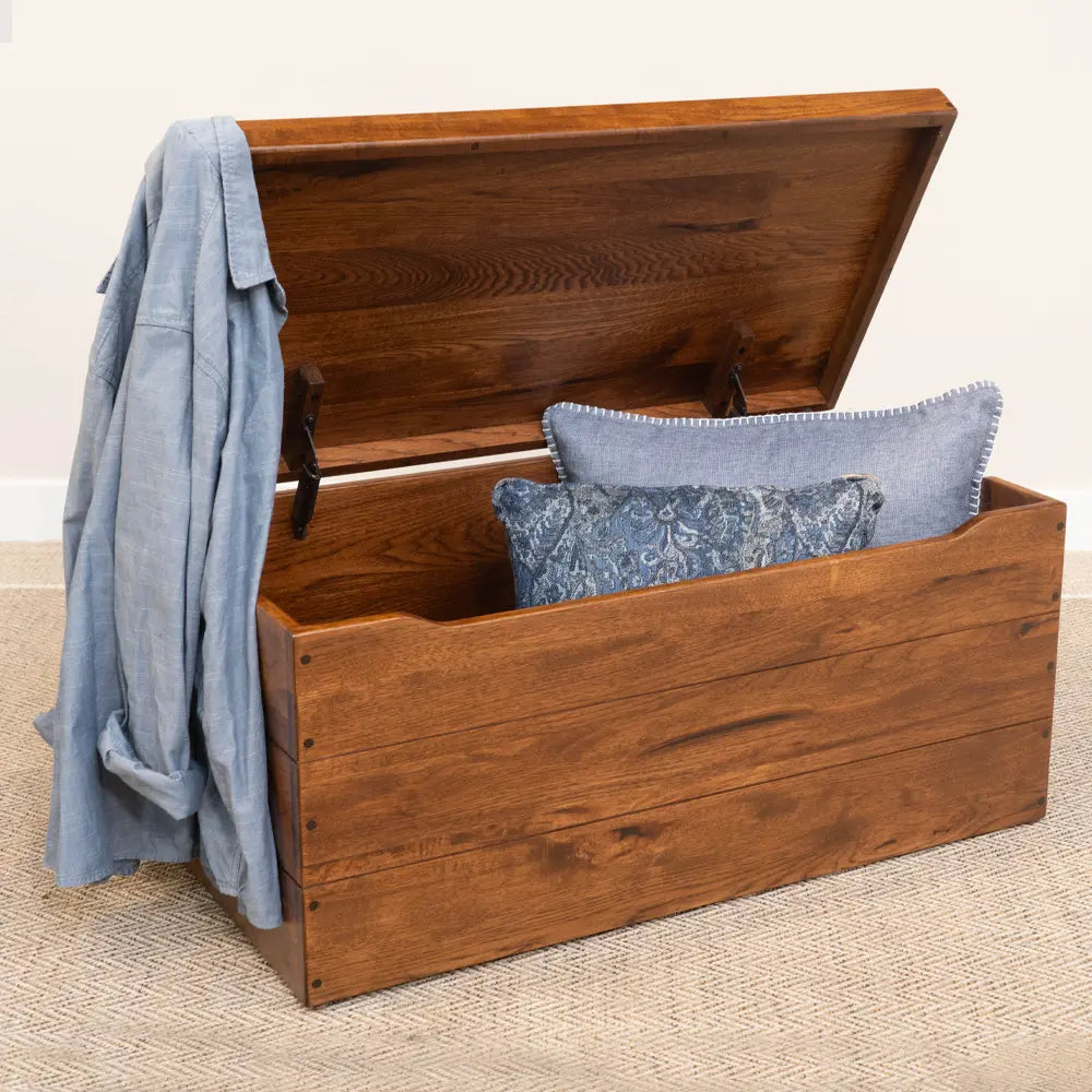 Amish Blanket Storage Chest, Hickory Wood, Asbury Stain
