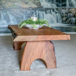 Angled View of Live Edge Sycamore Solid Wood Coffee Table