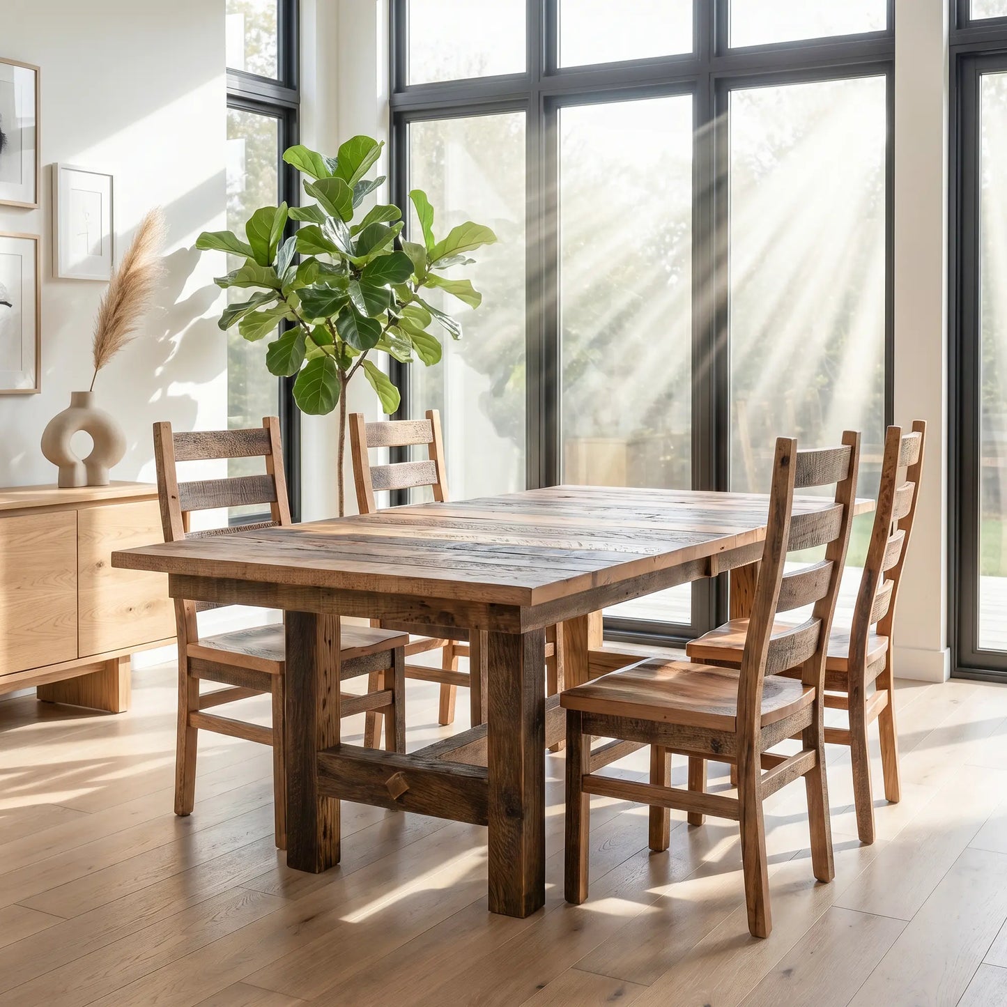 Acadia Reclaimed Barnwood Dining Table - Short Plank