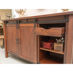 barn door entertainment center with drawer