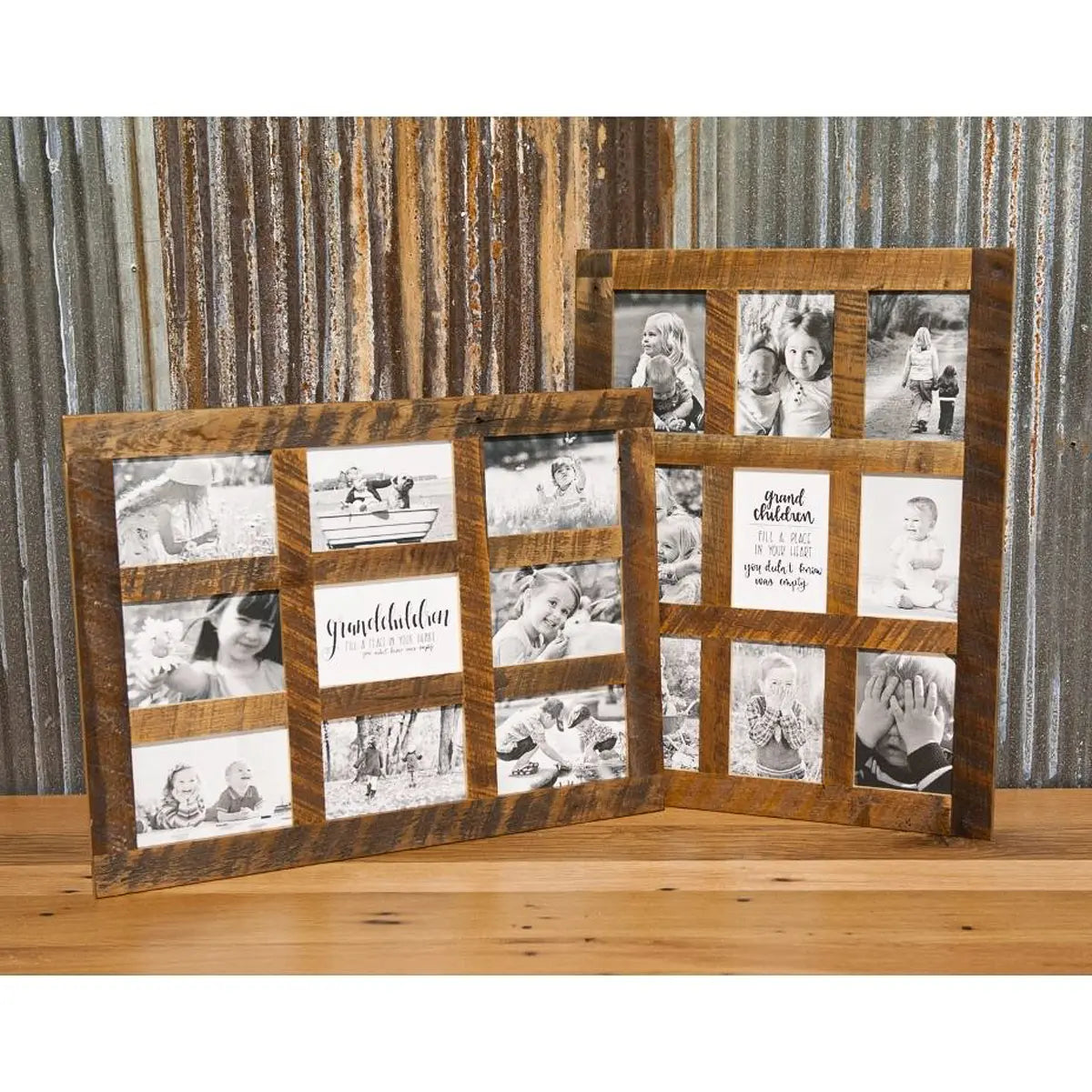 barnwood collage, 9 opening frame